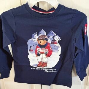 Ralph Lauren Navy Polo Bear Ski Graphic Long-Sleeve Tee